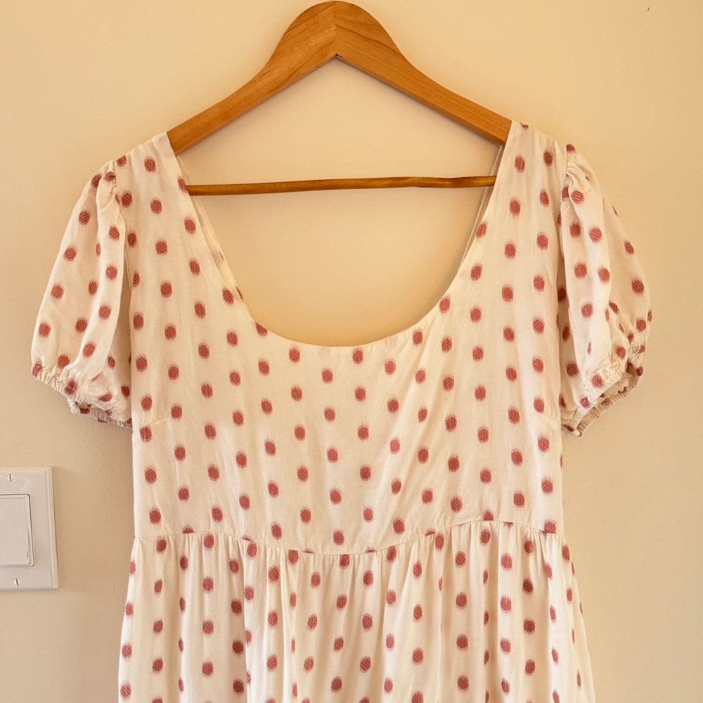 Sim & Sam Polka Dot Puff Sleeve Milkmaid Mini Dress Cottagecore L - Picture 3 of 12